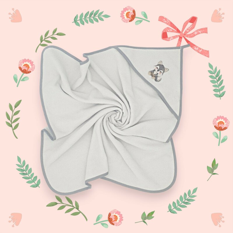 Prosop cu gluga, Qmini, Din bumbac, 80x80 cm, Grey