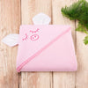 Prosop cu gluga, Qmini, Cu urechi, Din bumbac, Dimensiune mare 80x80 cm, Pink Piggy