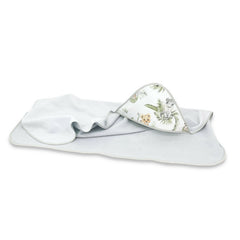 Prosop cu gluga, Qmini, Mare, Dimensiune 100x100 cm, Din bumbac si thermo fleece, Materiale certificate Oeko Tex Standard 100, Safari