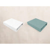 Set 2 cearceafuri cu elastic, Qmini, Pentru patut leagan sau patut co-sleeper, 90x40 cm, Din bumbac, Material certificat Oeko Tex Standard 100, White and Dark Mint