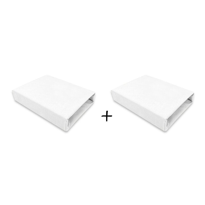Set 2 cearceafuri cu elastic, Qmini, Pentru patut leagan sau patut co-sleeper, 90x50 cm, Din bumbac, Material certificat Oeko Tex Standard 100, White - gogobaby.ro