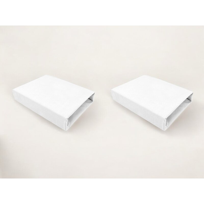 Set 2 cearceafuri cu elastic, Qmini, Pentru patut leagan sau patut co-sleeper, 90x50 cm, Din bumbac, Material certificat Oeko Tex Standard 100, White - gogobaby.ro