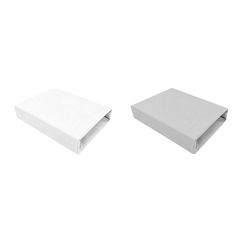 Set 2 cearceafuri cu elastic, Qmini, Pentru patut leagan sau patut co-sleeper, 90x50 cm, Din bumbac, Material certificat Oeko Tex Standard 100, White and Grey - gogobaby.ro