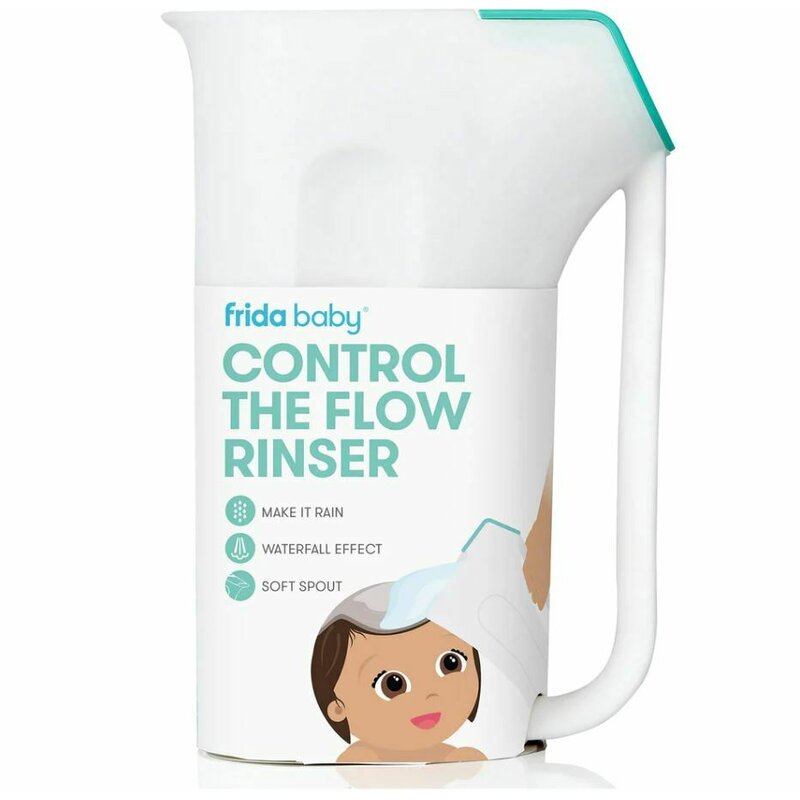 Recipient de clatire, Fridababy, Control The Flow Rinser, 2 moduri de turnare, Protectie ochi si urechi, Maner ergonomic, Compatibila cu masina de spalat vase, Alb