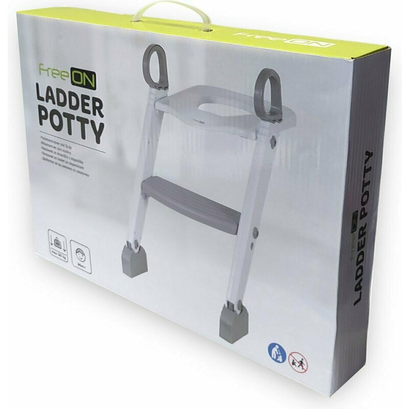 Reductor pentru toaleta, FreeON, Cu scarita, White & Grey - gogobaby.ro