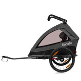 Carucior si remorca de bicicleta, Lionelo, Cama, Multifunctional, Pentru 1 sau 2 copii, Cu sistem de absorbtie a socurilor SIQ, Geamuri cu protectie solara, Negru