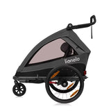 Carucior si remorca de bicicleta, Lionelo, Cama, Multifunctional, Pentru 1 sau 2 copii, Cu sistem de absorbtie a socurilor SIQ, Geamuri cu protectie solara, Negru