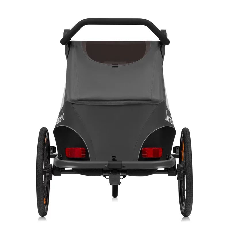 Carucior si remorca de bicicleta, Lionelo, Cama, Multifunctional, Pentru 1 sau 2 copii, Cu sistem de absorbtie a socurilor SIQ, Geamuri cu protectie solara, Negru