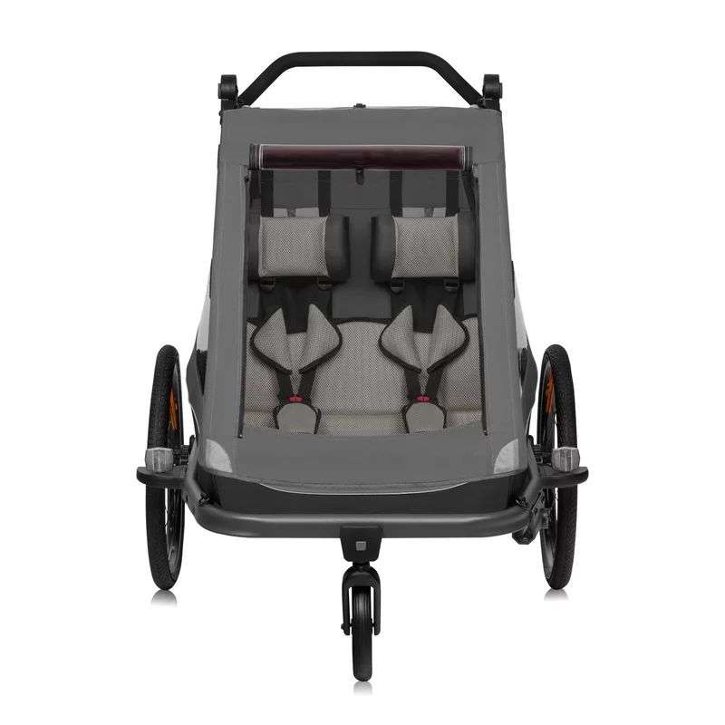 Carucior si remorca de bicicleta, Lionelo, Cama, Multifunctional, Pentru 1 sau 2 copii, Cu sistem de absorbtie a socurilor SIQ, Geamuri cu protectie solara, Negru
