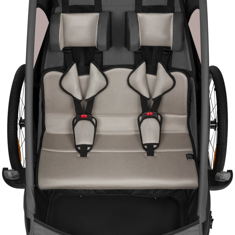 Carucior si remorca de bicicleta, Lionelo, Cama, Multifunctional, Pentru 1 sau 2 copii, Cu sistem de absorbtie a socurilor SIQ, Geamuri cu protectie solara, Negru - gogobaby.ro
