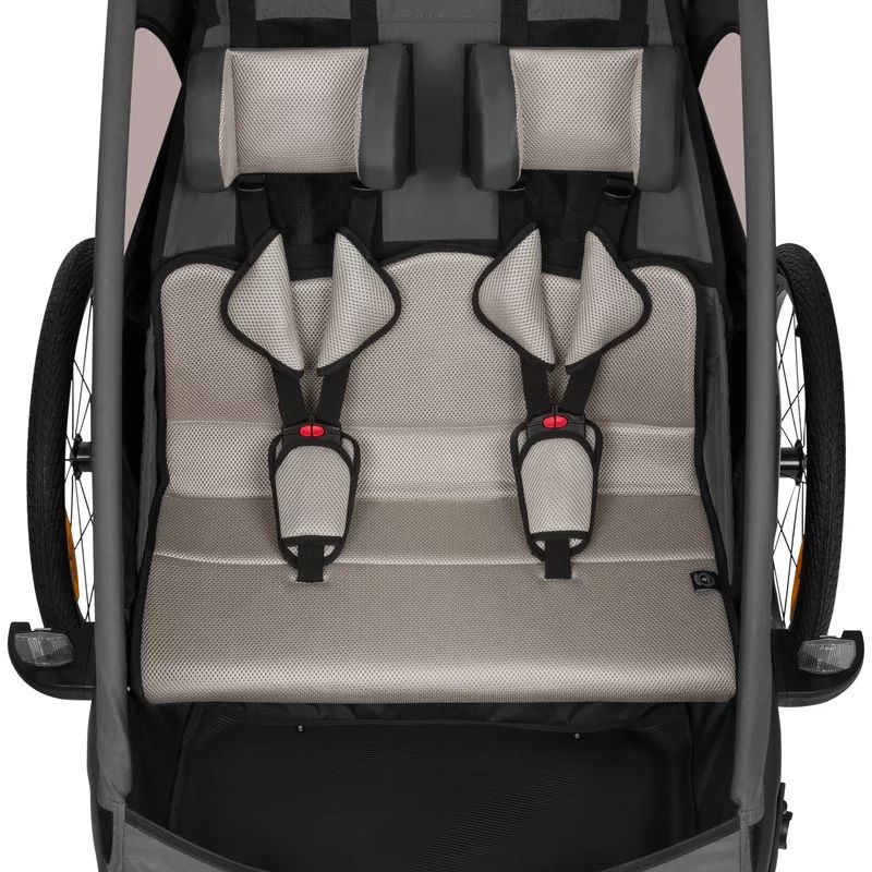 Carucior si remorca de bicicleta, Lionelo, Cama, Multifunctional, Pentru 1 sau 2 copii, Cu sistem de absorbtie a socurilor SIQ, Geamuri cu protectie solara, Negru