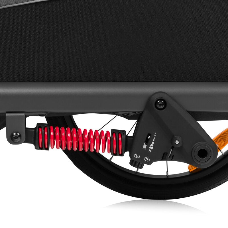 Carucior si remorca de bicicleta, Lionelo, Cama, Multifunctional, Pentru 1 sau 2 copii, Cu sistem de absorbtie a socurilor SIQ, Geamuri cu protectie solara, Negru - gogobaby.ro