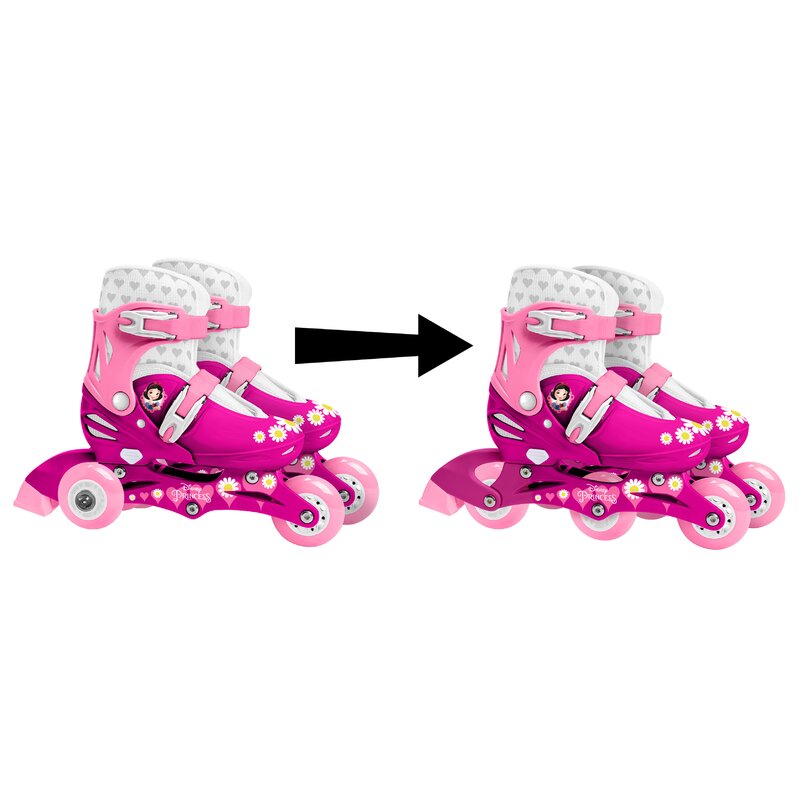Role, Stamp, Disney, De la incepator la avansat, Cu 3 roti, Ajustabile, Inchidere prin velcro, Cu frana, Marime 27-30, Princess