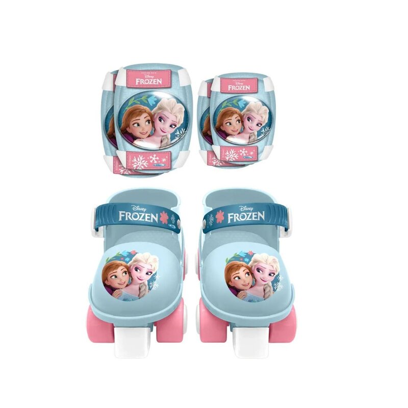 Role, Stamp, Disney, Frozen, Include protectii genunchi, Cu 4 roti, Ajustabile, Inchidere prin velcro, Marime 23-27, Albastru