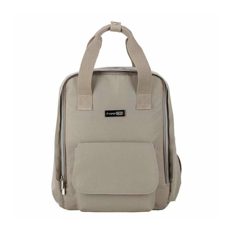 Rucsac pentru mamici, FreeON, Style, Impermeabil, Cu multiple buzunare, Bine compartimentat, Cu prindere universala de carucior, 28x28x12 cm, Grey/Beige - gogobaby.ro