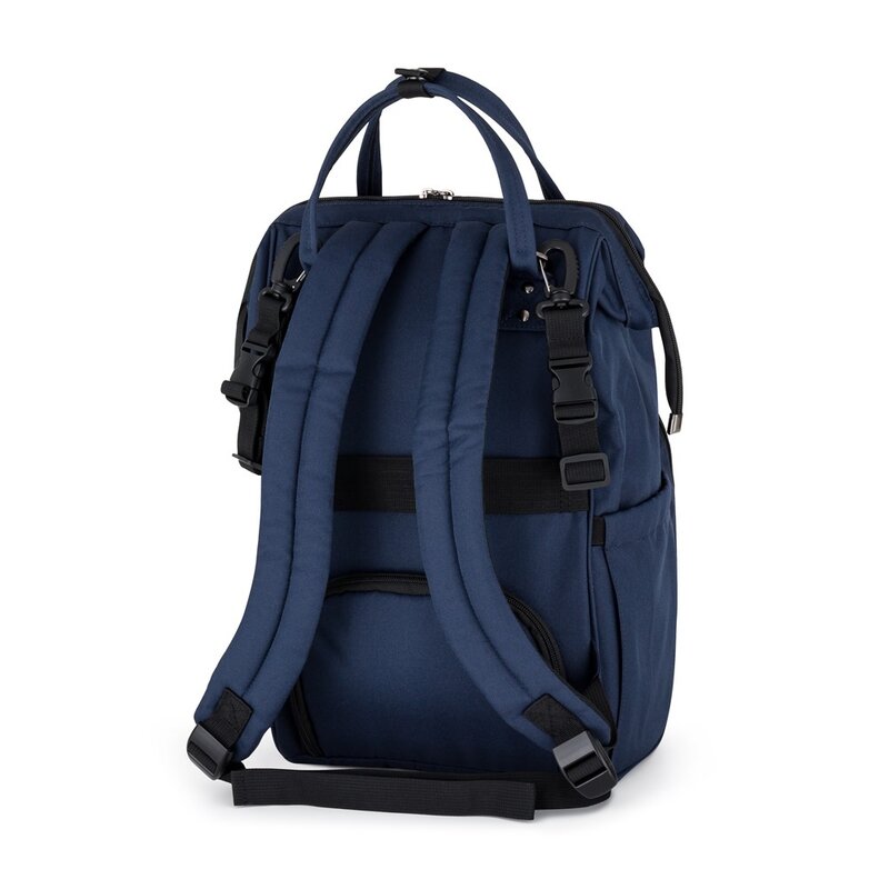 Rucsac pentru mamici, Petite&Mars, Jack, Cu 11 compartimente, Cu buzunare termice, Saltea de infasat inclusa, 30 x 42 x 15 cm, Albastru - gogobaby.ro