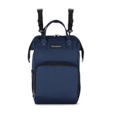 Rucsac pentru mamici, Petite&Mars, Jack, Cu 11 compartimente, Cu buzunare termice, Saltea de infasat inclusa, 30 x 42 x 15 cm, Albastru