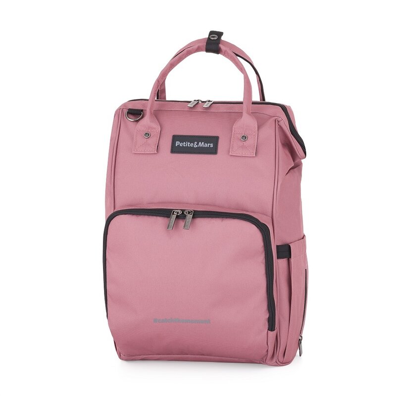 Rucsac pentru mamici, Petite&Mars, Jack, Cu 11 compartimente, Cu buzunare termice, Saltea de infasat inclusa, 30 x 42 x 15 cm, Dusty Rose - gogobaby.ro