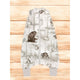 Sac de dormit, MimiNu, Cu picioruse, De iarna, Din bumbac certificat Oeko Tex Standard 100, Cu fermoar pe mijloc, 103 cm, 2-6 ani, 2.5 Tog, Design, Woodland