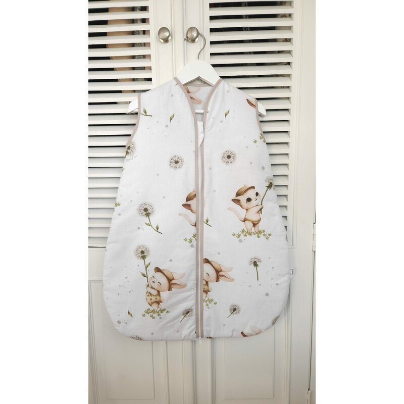 Sac de dormit, MimiNu, Pentru bebelusi, De iarna, Din bumbac certificat Oeko Tex Standard 100, Cu fermoar, 70 cm, 2.5 Tog, Cats - gogobaby.ro