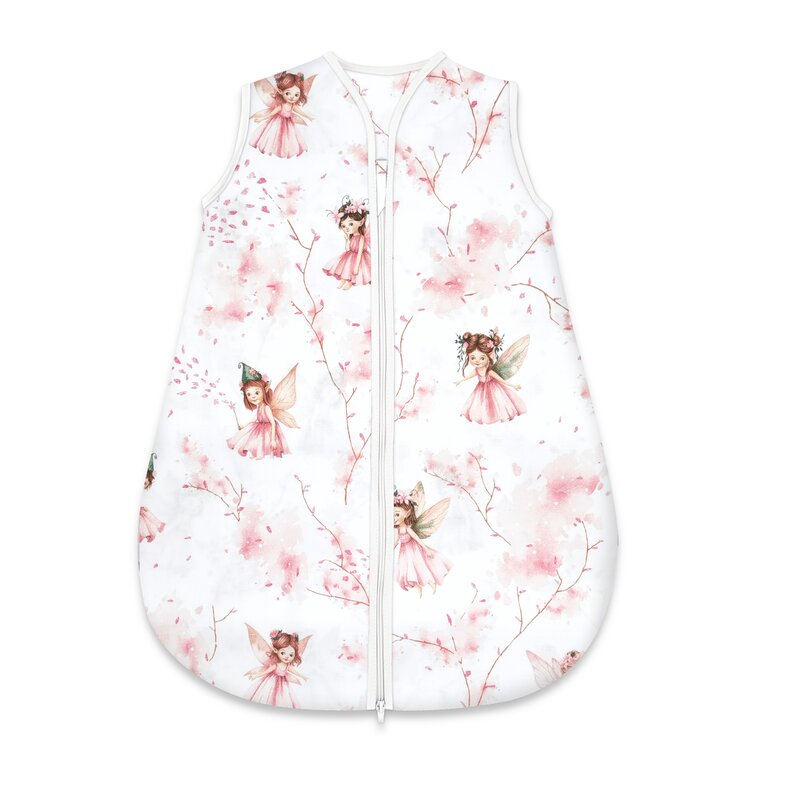 Sac de dormit, MimiNu, Pentru bebelusi, De iarna, Din bumbac certificat Oeko Tex Standard 100, Cu fermoar, 70 cm, 0 - 6 luni, 2.5 Tog, Fairy Pink