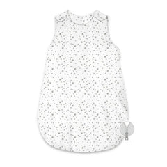 Sac de dormit, MimiNu, Pentru bebelusi, De iarna, Din bumbac certificat Oeko Tex Standard 100, Cu fermoar lateral, Cu capse pe umar, 74 cm, 0 - 6 luni, 2.5 Tog, Mini Gray Stars