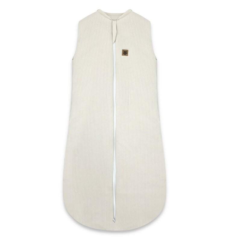 Sac de dormit, MimiNu, Premium, Din bumbac interlock, Materiale certificate Oeko Tex Standard 100, Cu fermoar, 3 - 12 luni, 2.5 Tog, Soft Beige - gogobaby.ro