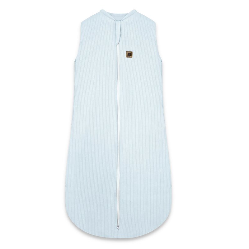 Sac de dormit, MimiNu, Premium, Din bumbac interlock, Materiale certificate Oeko Tex Standard 100, Cu fermoar, 3 - 12 luni, 2.5 Tog, Soft Blue - gogobaby.ro