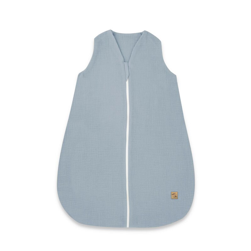 Sac de dormit, Qmini, Cu fermoar, Pentru bebelusi, De iarna, Din muselina dubla, 70 cm, Material certificat Oeko Tex Standard 100, Jeans - gogobaby.ro