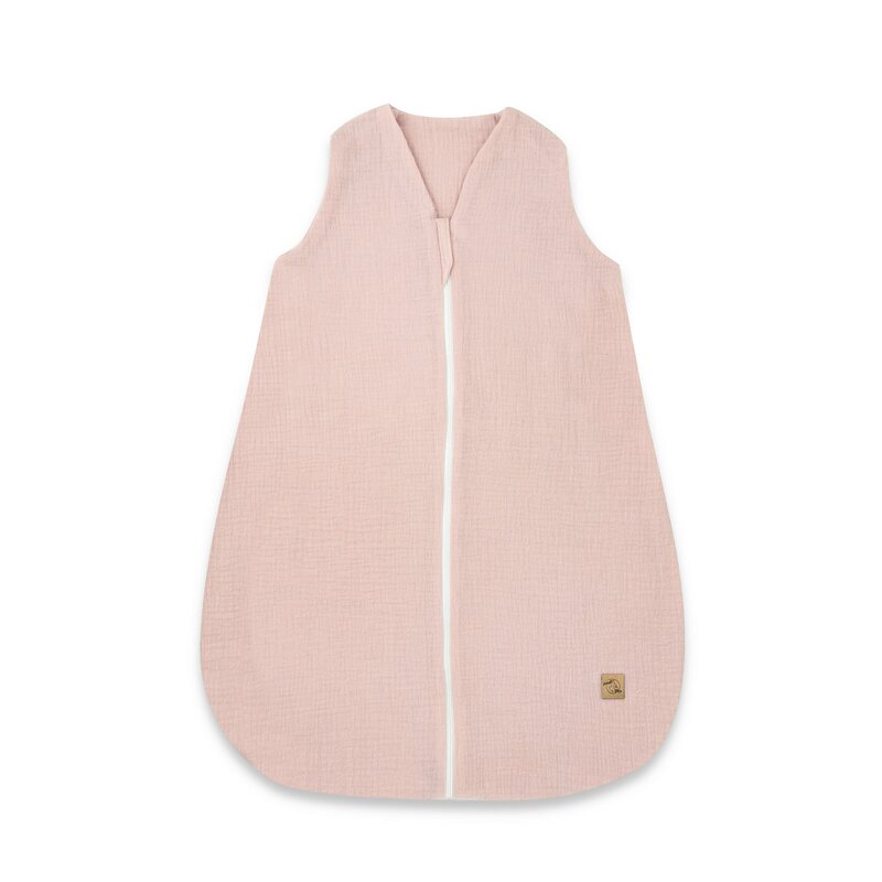 Sac de dormit, Qmini, Cu fermoar, Pentru bebelusi, De iarna, Din muselina dubla, 70 cm, Material certificat Oeko Tex Standard 100, Powder Pink - gogobaby.ro