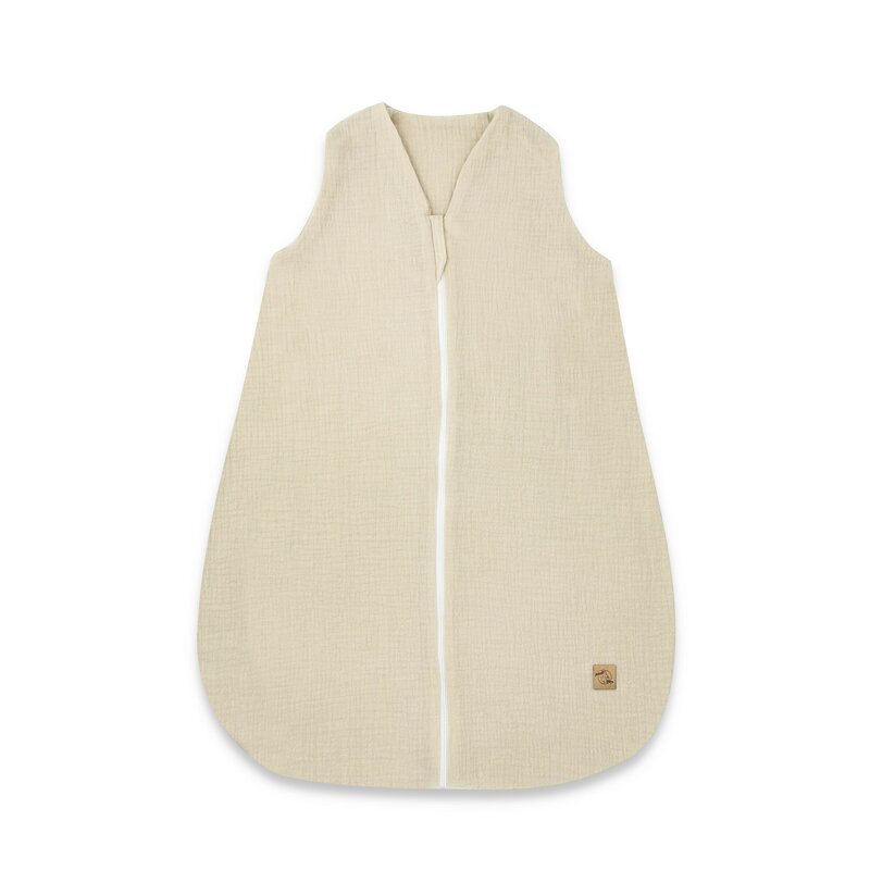 Sac de dormit, Qmini, Cu fermoar, Pentru bebelusi, De iarna, Din muselina dubla, 70 cm, Material certificat Oeko Tex Standard 100, Warm Beige