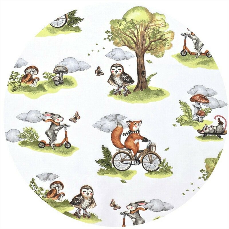 Sac de dormit, Qmini, Cu picioruse, De iarna, Din bumbac certificat Oeko Tex Standard 100, Cu fermoar, 103 cm, M, Fox on bikes Natural