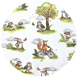 Sac de dormit, Qmini, Cu picioruse, De iarna, Din bumbac certificat Oeko Tex Standard 100, Cu fermoar, 103 cm, M, Fox on bikes Natural