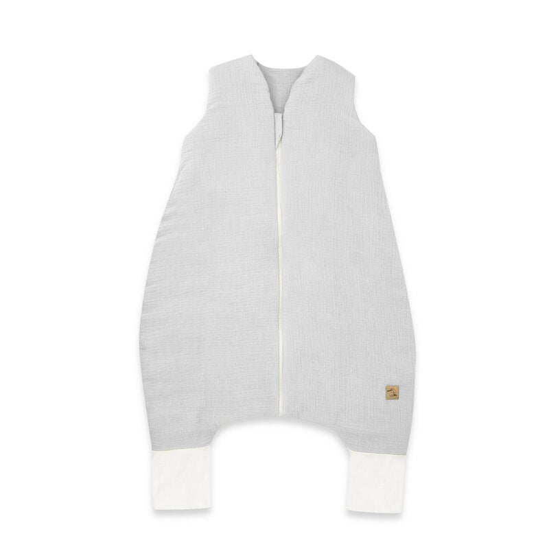 Sac de dormit, Qmini, Cu picioruse, De iarna, Din muselina dubla, Cu fermoar pe mijloc, 90 cm, S, Material certificat Oeko Tex Standard 100, Gray - gogobaby.ro