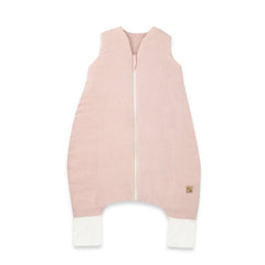 Sac de dormit, Qmini, Cu picioruse, De iarna, Din muselina dubla, Cu fermoar pe mijloc, 90 cm, S, Material certificat Oeko Tex Standard 100, Powder Pink