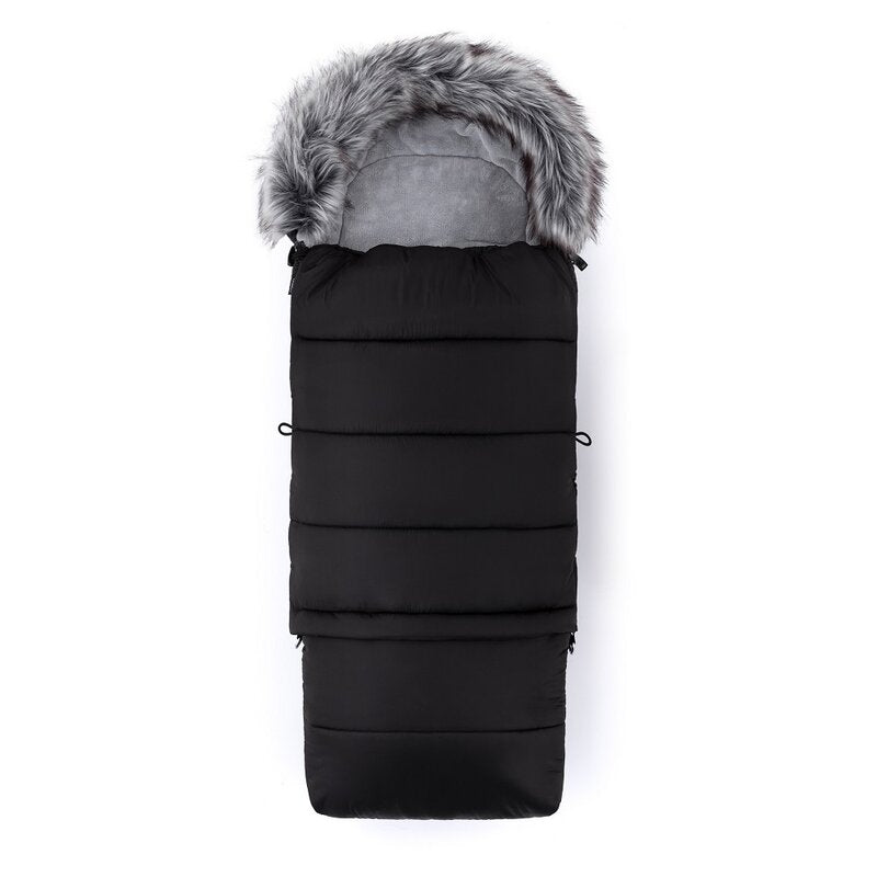 Sac de iarna, Feedo, Multifunctional, 3 in 1, Pentru carucior, landou sau scaun auto, Fermoar care permite scurtarea dimensiunii, Cu snur, 110 cm, 0-3 ani, Black - gogobaby.ro
