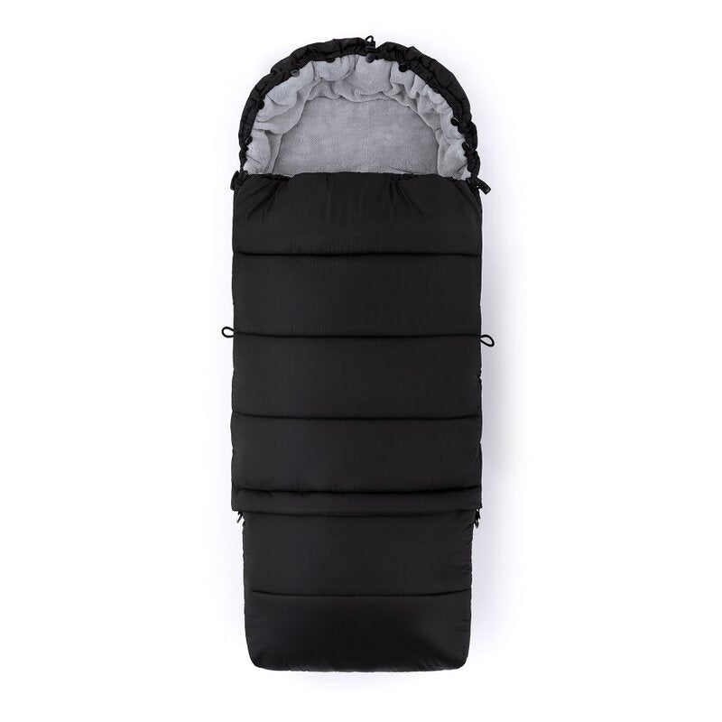 Sac de iarna, Feedo, Multifunctional, 3 in 1, Pentru carucior, landou sau scaun auto, Fermoar care permite scurtarea dimensiunii, Cu snur, 110 cm, 0-3 ani, Black - gogobaby.ro