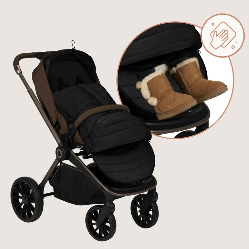 Sac de iarna, Lionelo, Oli, Pentru carucior, landou sau scaun auto, 101x45 cm, Impermeabil, Rezistent pana la -20 grade, Extensibil, Negru - gogobaby.ro