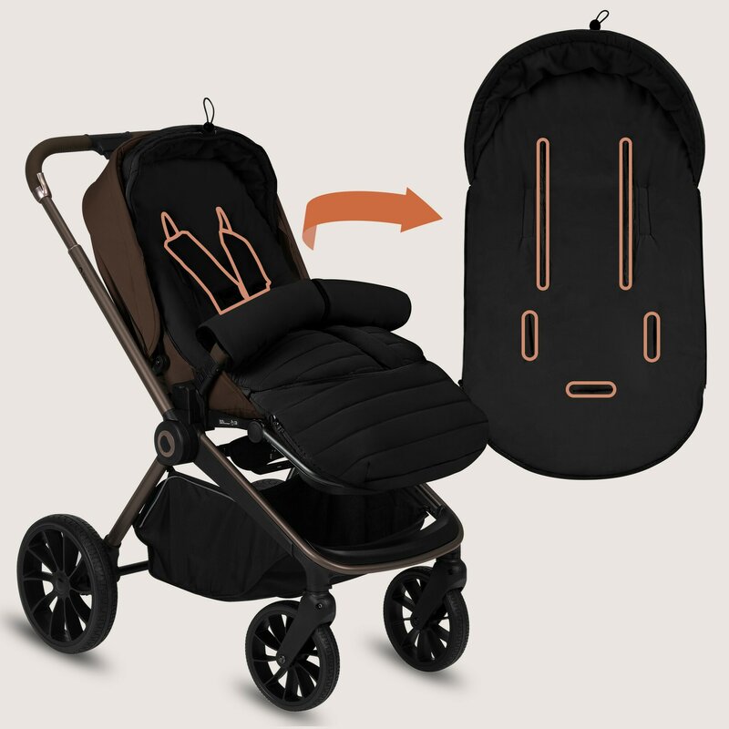 Sac de iarna, Lionelo, Oli, Pentru carucior, landou sau scaun auto, 101x45 cm, Impermeabil, Rezistent pana la -20 grade, Extensibil, Negru - gogobaby.ro