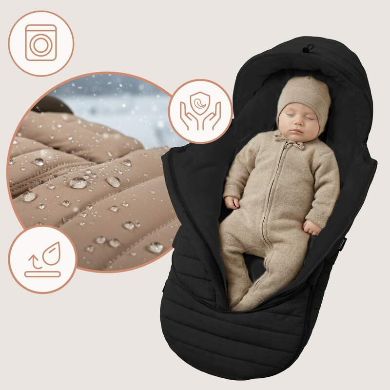 Sac de iarna, Lionelo, Oli, Pentru carucior, landou sau scaun auto, 101x45 cm, Impermeabil, Rezistent pana la -20 grade, Extensibil, Negru - gogobaby.ro