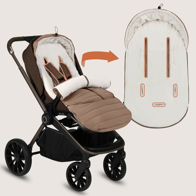 Sac de iarna, Lionelo, Oli, Pentru carucior, landou sau scaun auto, 101x45 cm, Impermeabil, Rezistent pana la -20 grade, Extensibil, Maro