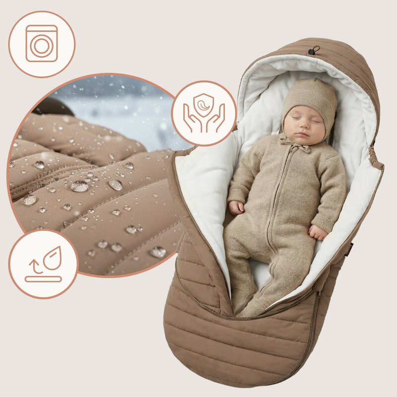 Sac de iarna, Lionelo, Oli, Pentru carucior, landou sau scaun auto, 101x45 cm, Impermeabil, Rezistent pana la -20 grade, Extensibil, Maro - gogobaby.ro
