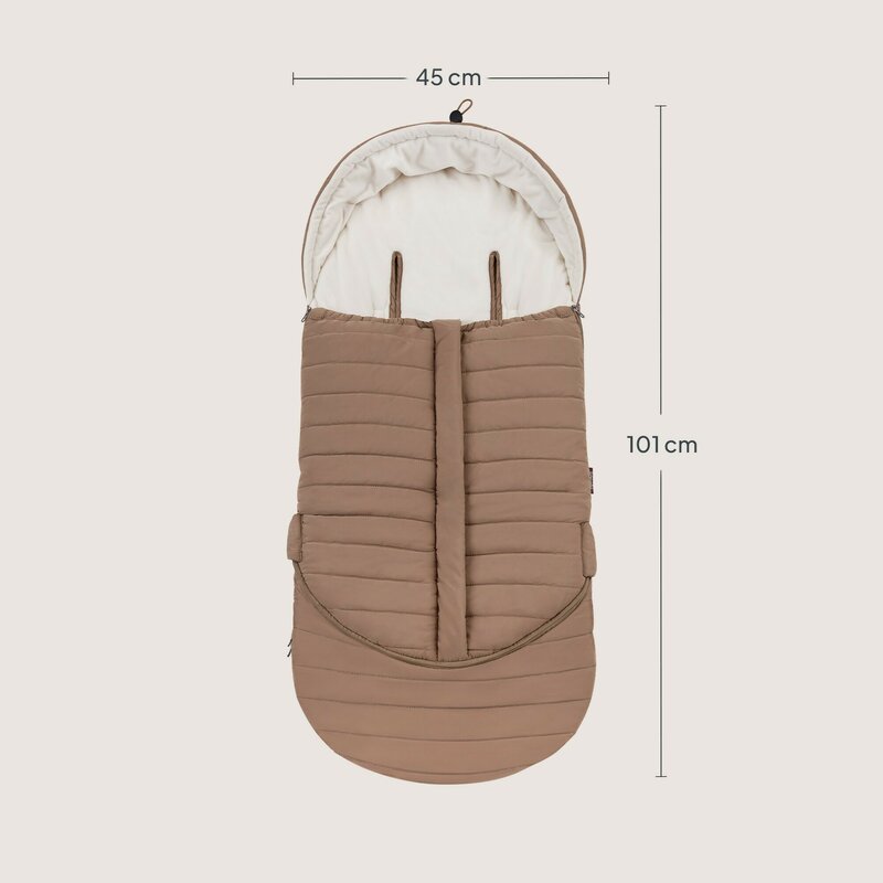 Sac de iarna, Lionelo, Oli, Pentru carucior, landou sau scaun auto, 101x45 cm, Impermeabil, Rezistent pana la -20 grade, Extensibil, Maro
