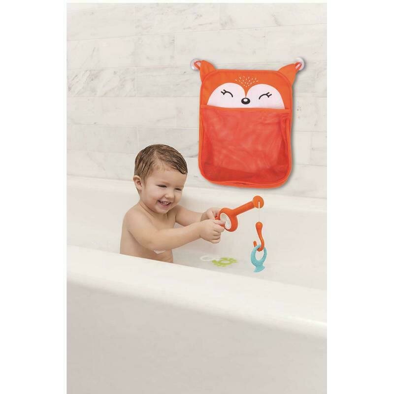 Saculet pentru jucariile de baie, FreeON, Fox, Cu sistem de prindere cu ventuze, Dimensiune 32x38 cm - gogobaby.ro
