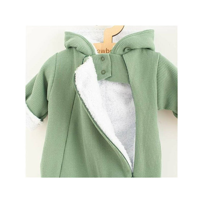 Salopeta de iarna, New Baby, Pentru bebelusi, Cu gluga, Marime 56, Din bumbac si elastan, Cu captuseala din polar, Frosty Mint - gogobaby.ro