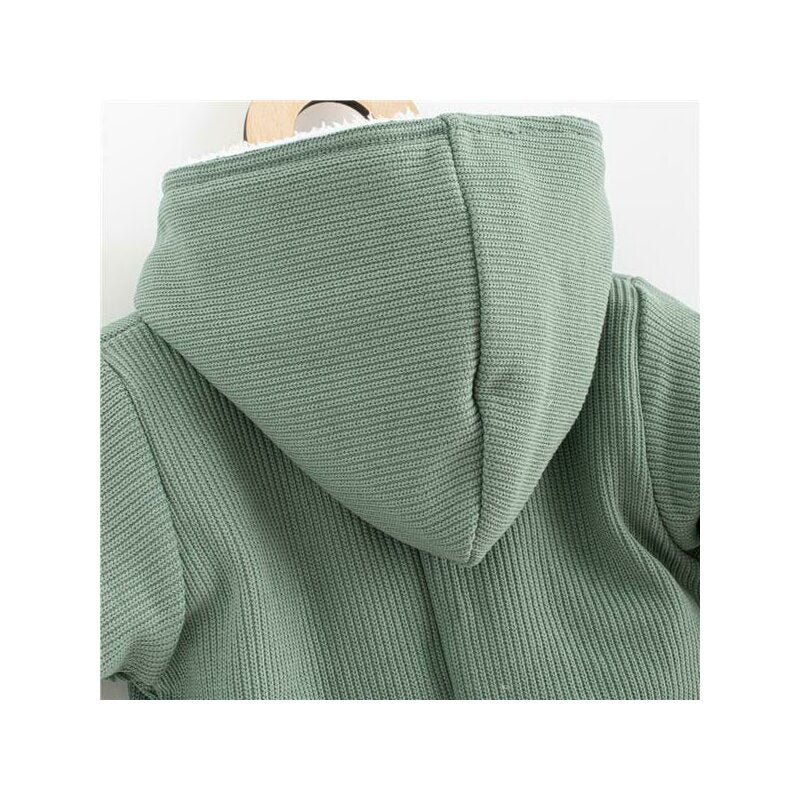 Salopeta de iarna, New Baby, Pentru bebelusi, Cu gluga, Marime 56, Din bumbac si elastan, Cu captuseala din polar, Frosty Mint - gogobaby.ro