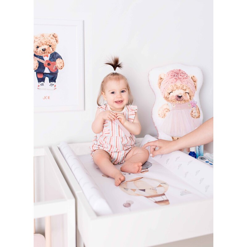 Saltea de infasat, Ceba Baby, Cu Intaritura, Pentru comode, masute de infasat si patuturi, 50x70 cm, Fara BPA, Certificata Oeko-Tex Standard 100, 0 luni+, Basic Balloons