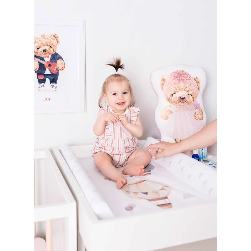 Saltea de infasat, Ceba Baby, Cu Intaritura, Pentru comode, masute de infasat si patuturi, 50x70 cm, Fara BPA, Certificata Oeko-Tex Standard 100, 0 luni+, Basic Balloons