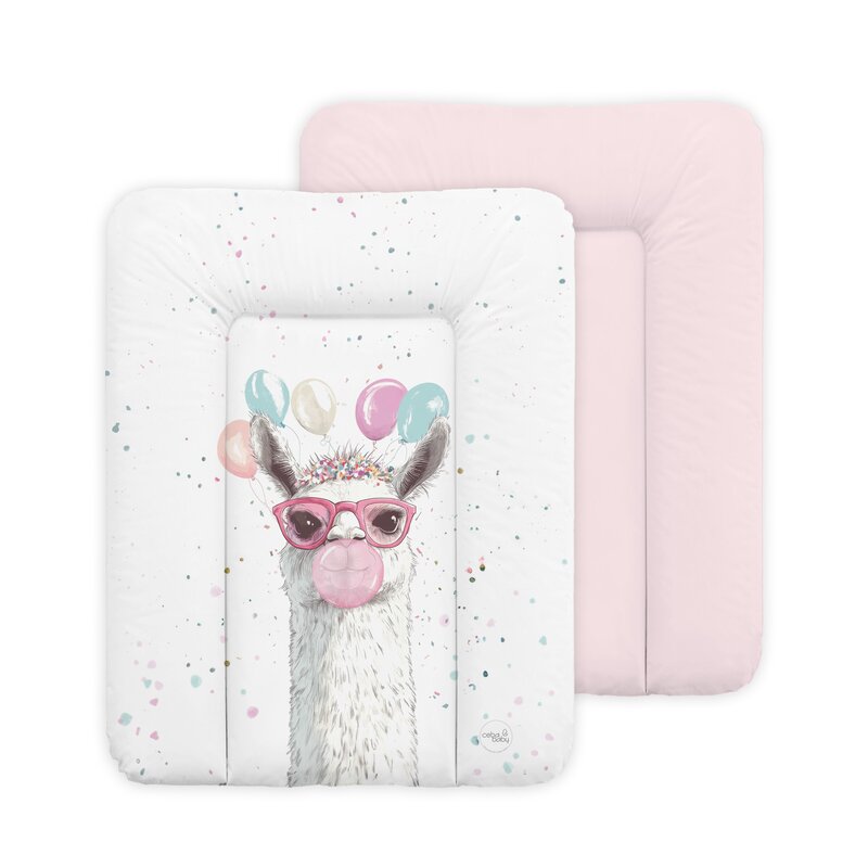 Saltea de infasat, Ceba Baby, Moale, 50x70 cm, Pentru comode si masute de infasat, Fara BPA, Impermeabila, 0 luni+, Basic Crazy Lama