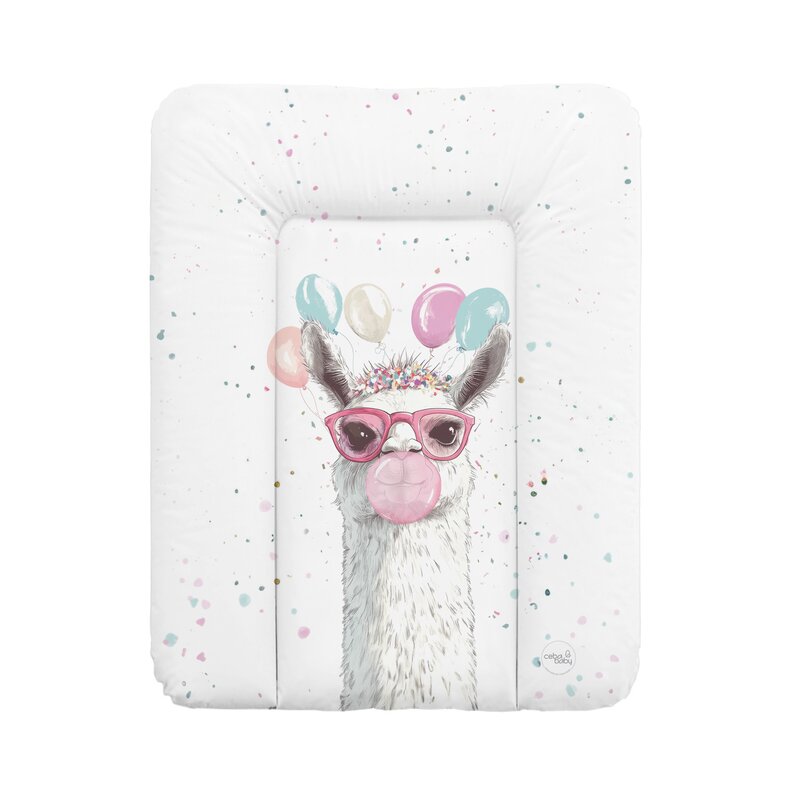 Saltea de infasat, Ceba Baby, Moale, 50x70 cm, Pentru comode si masute de infasat, Fara BPA, Impermeabila, 0 luni+, Basic Crazy Lama